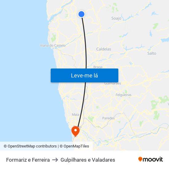 Formariz e Ferreira to Gulpilhares e Valadares map