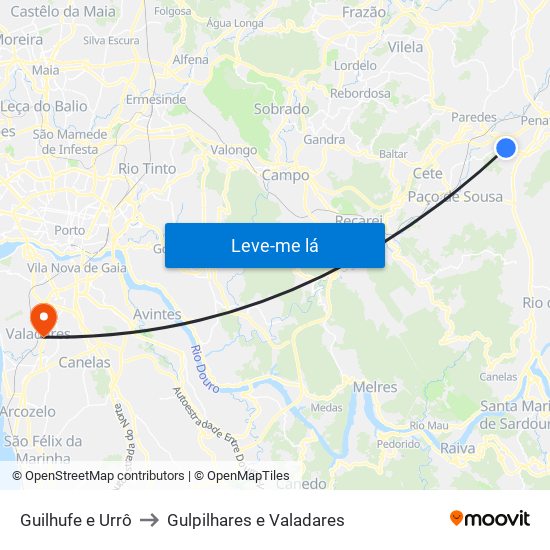 Guilhufe e Urrô to Gulpilhares e Valadares map