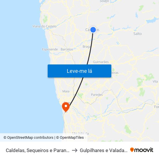 Caldelas, Sequeiros e Paranhos to Gulpilhares e Valadares map