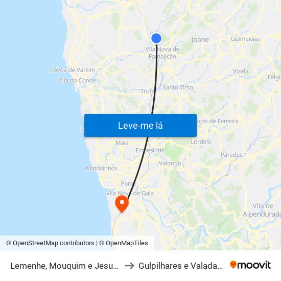 Lemenhe, Mouquim e Jesufrei to Gulpilhares e Valadares map