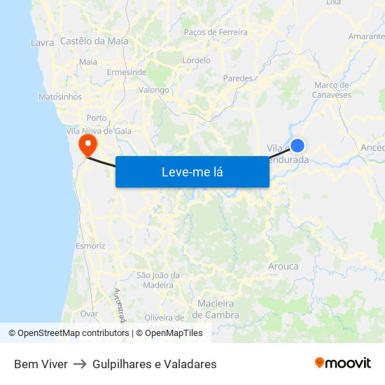 Bem Viver to Gulpilhares e Valadares map