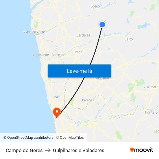 Campo do Gerês to Gulpilhares e Valadares map