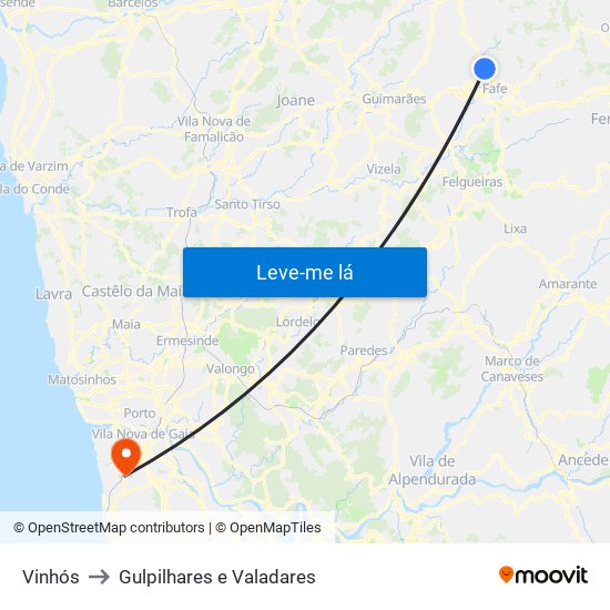 Vinhós to Gulpilhares e Valadares map