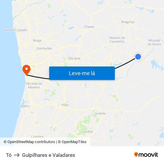 Tó to Gulpilhares e Valadares map