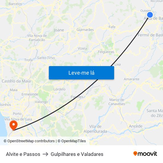 Alvite e Passos to Gulpilhares e Valadares map