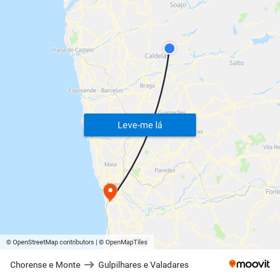 Chorense e Monte to Gulpilhares e Valadares map