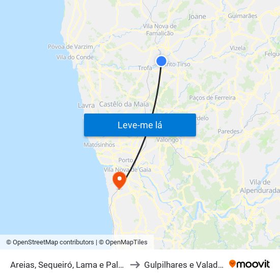 Areias, Sequeiró, Lama e Palmeira to Gulpilhares e Valadares map