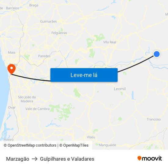 Marzagão to Gulpilhares e Valadares map
