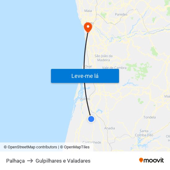 Palhaça to Gulpilhares e Valadares map