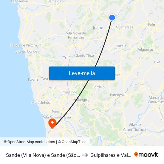 Sande (Vila Nova) e Sande (São Clemente) to Gulpilhares e Valadares map