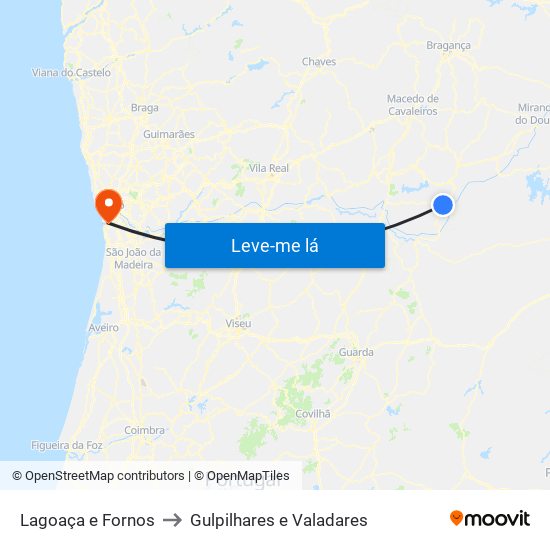 Lagoaça e Fornos to Gulpilhares e Valadares map