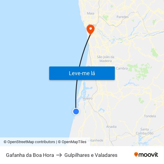 Gafanha da Boa Hora to Gulpilhares e Valadares map