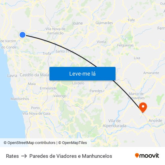 Rates to Paredes de Viadores e Manhuncelos map