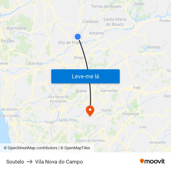 Soutelo to Vila Nova do Campo map