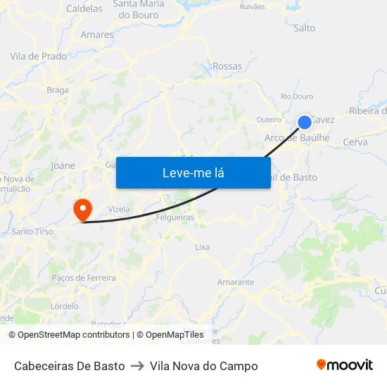 Cabeceiras De Basto to Vila Nova do Campo map