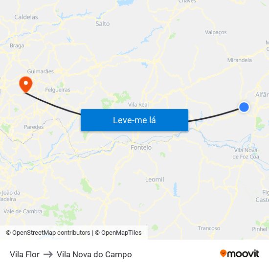 Vila Flor to Vila Nova do Campo map