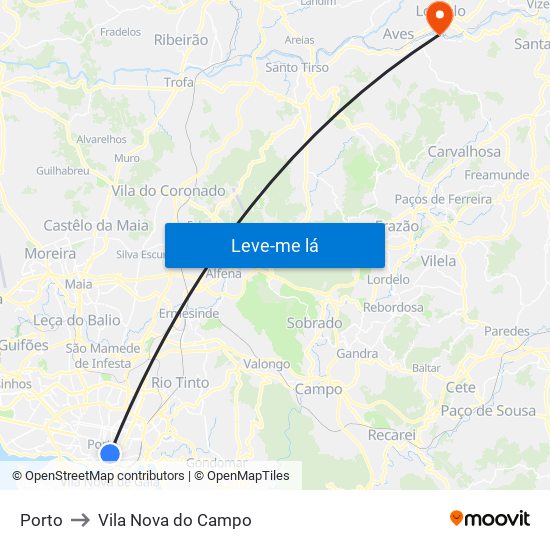 Porto to Vila Nova do Campo map