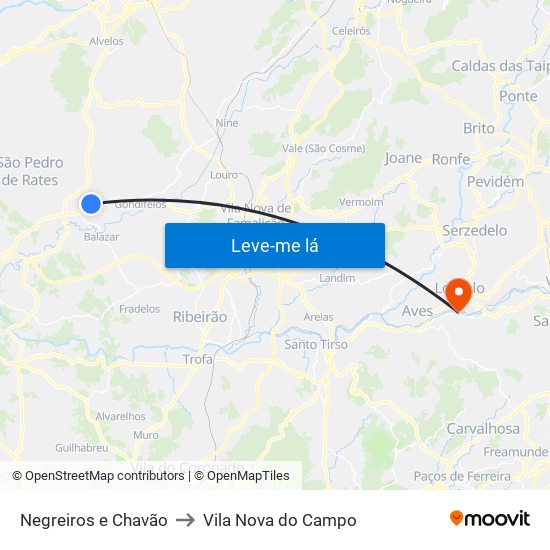 Negreiros e Chavão to Vila Nova do Campo map