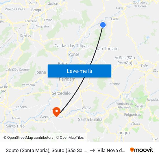 Souto (Santa Maria), Souto (São Salvador) e Gondomar to Vila Nova do Campo map