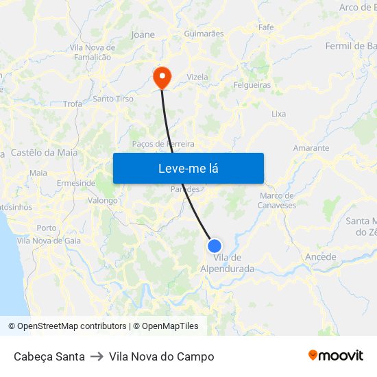 Cabeça Santa to Vila Nova do Campo map