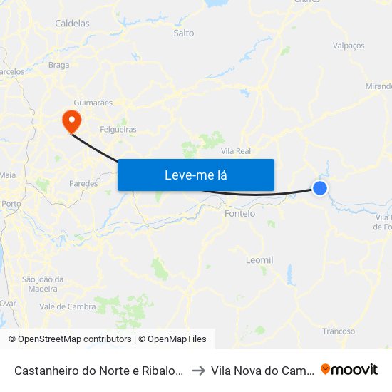 Castanheiro do Norte e Ribalonga to Vila Nova do Campo map