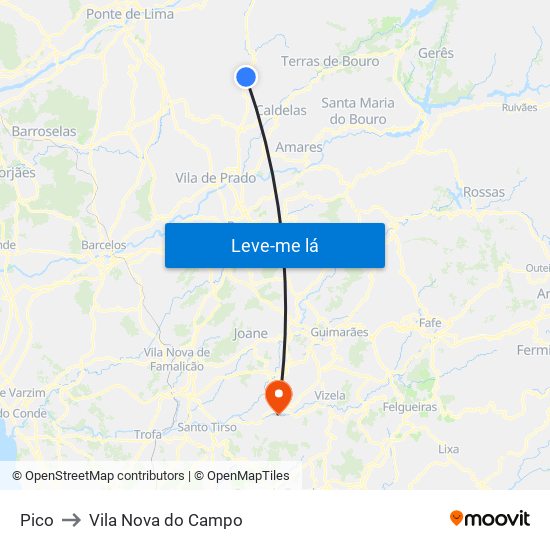 Pico to Vila Nova do Campo map