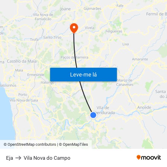 Eja to Vila Nova do Campo map