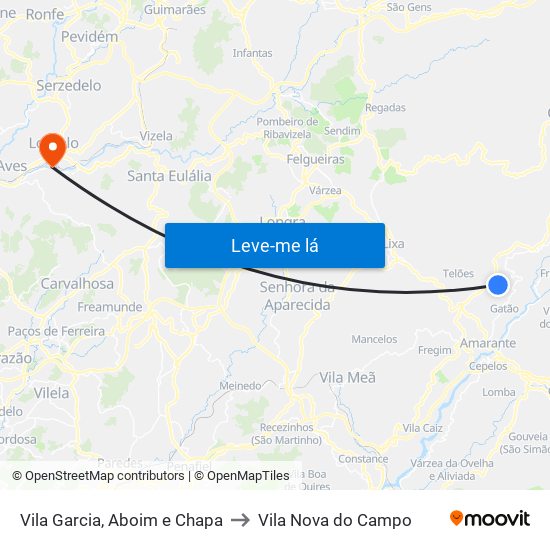 Vila Garcia, Aboim e Chapa to Vila Nova do Campo map