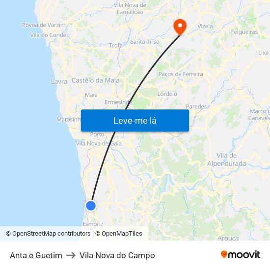 Anta e Guetim to Vila Nova do Campo map