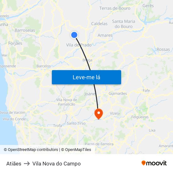 Atiães to Vila Nova do Campo map