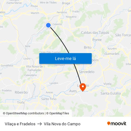 Vilaça e Fradelos to Vila Nova do Campo map