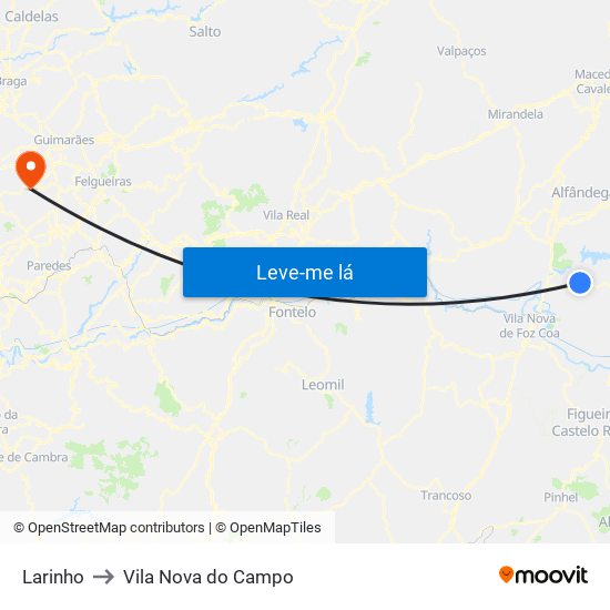 Larinho to Vila Nova do Campo map