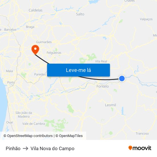 Pinhão to Vila Nova do Campo map