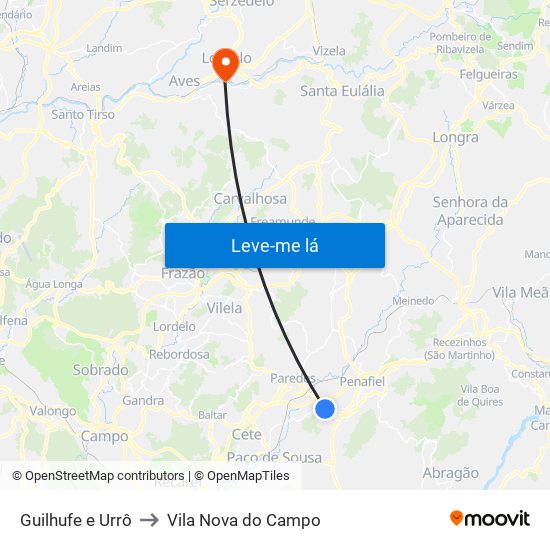 Guilhufe e Urrô to Vila Nova do Campo map
