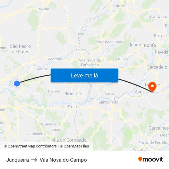 Junqueira to Vila Nova do Campo map