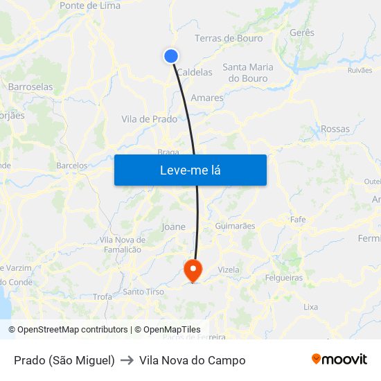 Prado (São Miguel) to Vila Nova do Campo map
