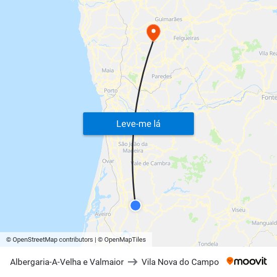 Albergaria-A-Velha e Valmaior to Vila Nova do Campo map