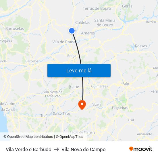 Vila Verde e Barbudo to Vila Nova do Campo map