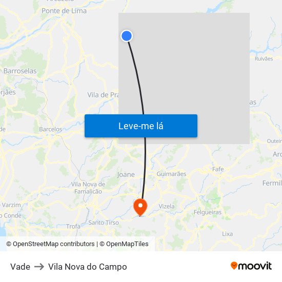 Vade to Vila Nova do Campo map