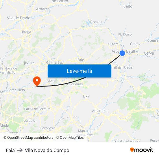 Faia to Vila Nova do Campo map