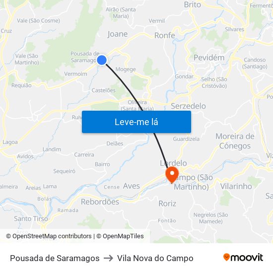 Pousada de Saramagos to Vila Nova do Campo map