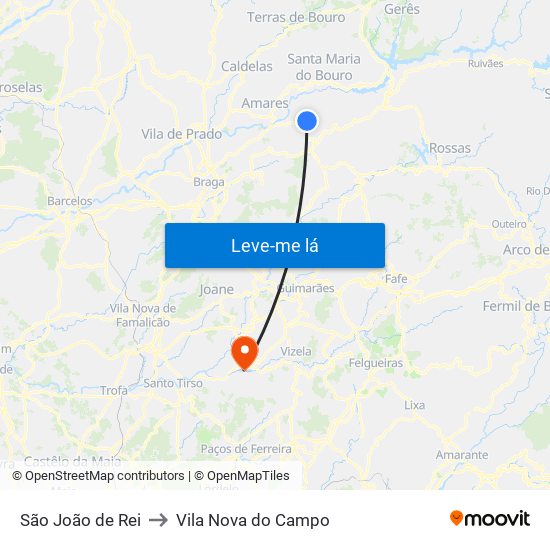 São João de Rei to Vila Nova do Campo map
