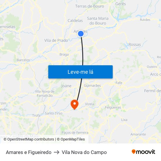 Amares e Figueiredo to Vila Nova do Campo map