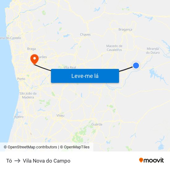Tó to Vila Nova do Campo map