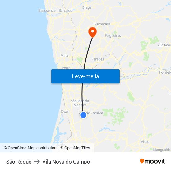 São Roque to Vila Nova do Campo map