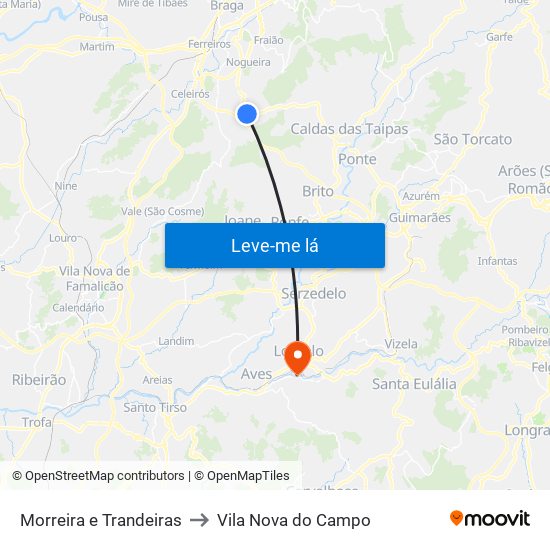 Morreira e Trandeiras to Vila Nova do Campo map