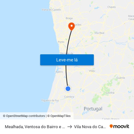 Mealhada, Ventosa do Bairro e Antes to Vila Nova do Campo map