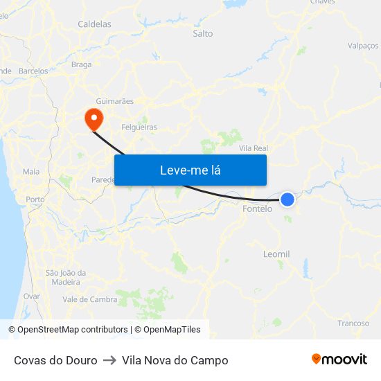 Covas do Douro to Vila Nova do Campo map