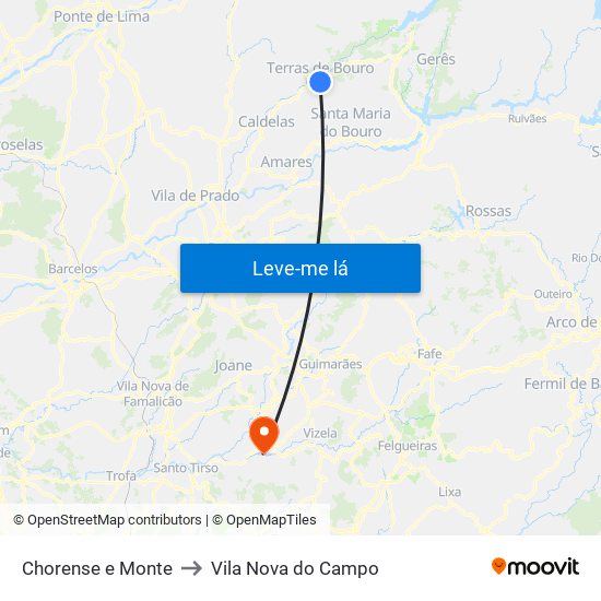Chorense e Monte to Vila Nova do Campo map