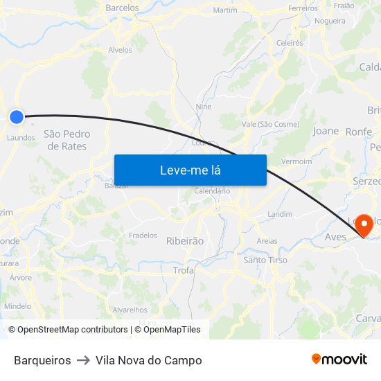 Barqueiros to Vila Nova do Campo map